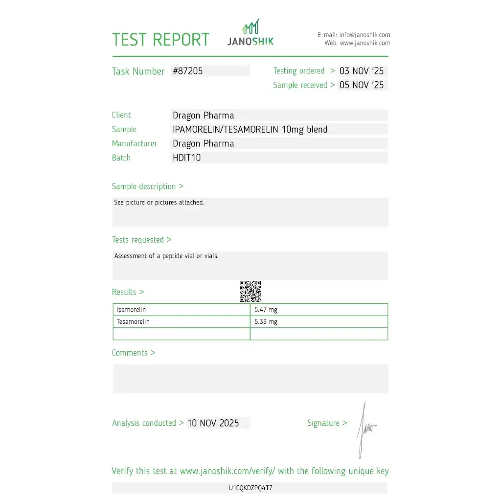 ipamorelin/tesamorelin lab quality results