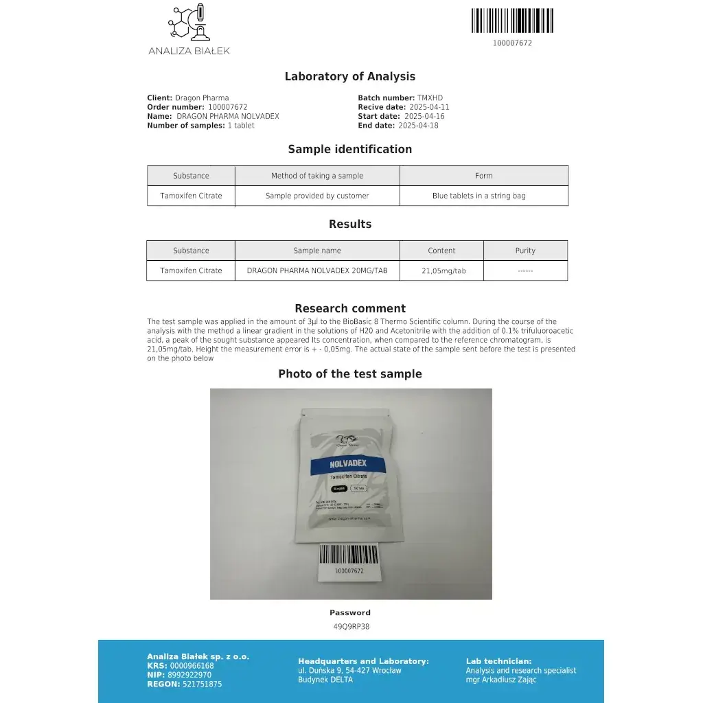 nolvadex lab quality results