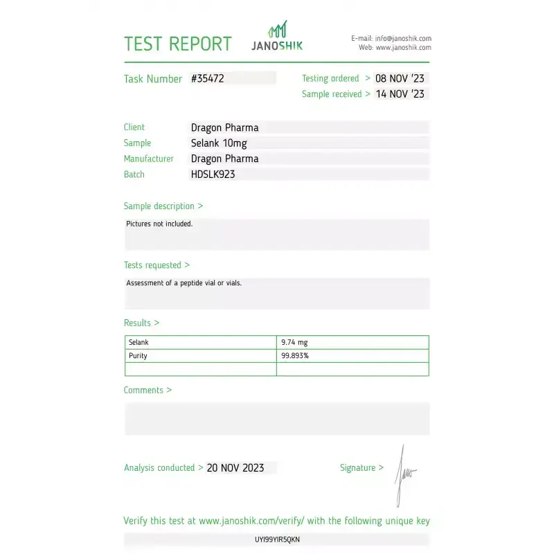 selank lab quality results
