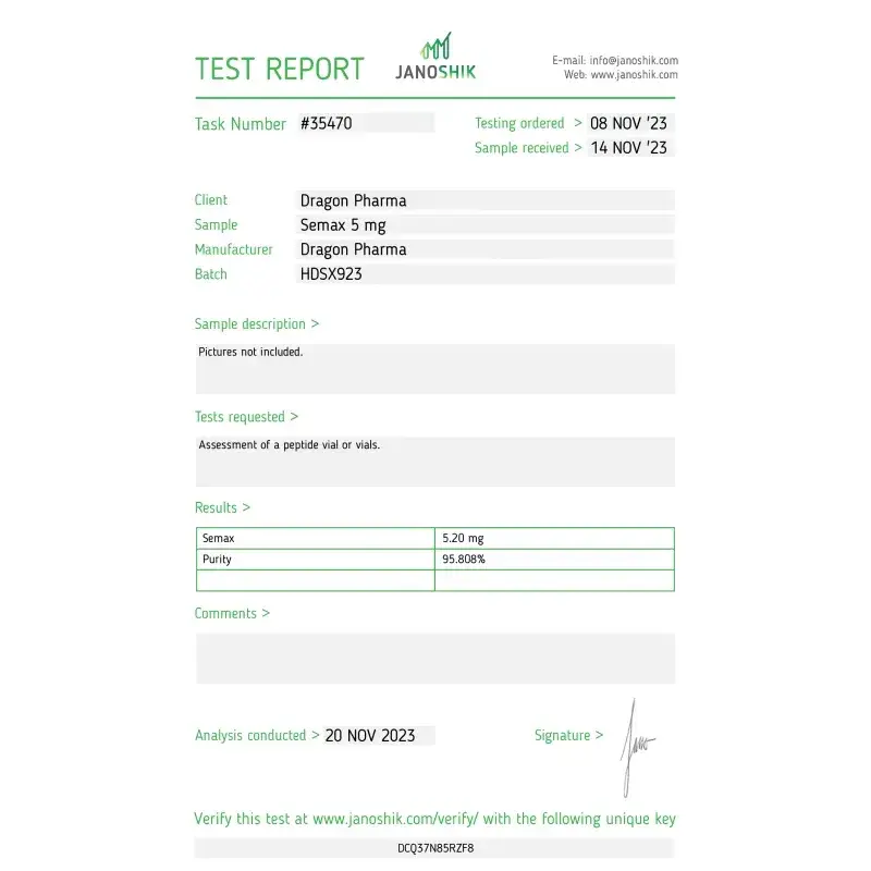 semax lab quality results