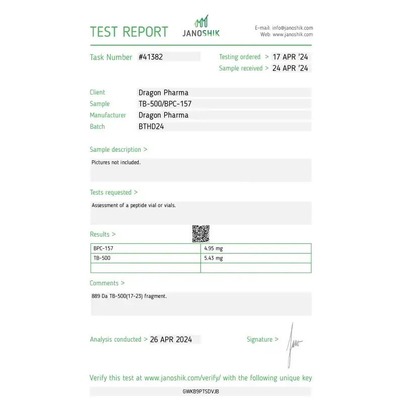 tb 500/bpc 157 lab quality results 2024-04-26 99.75% purity